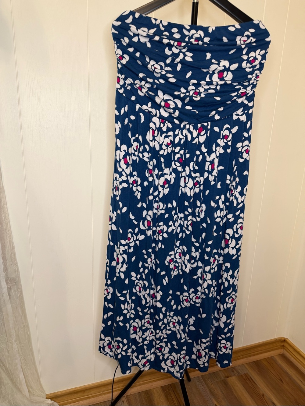 Lane Bryant Navy Floral Strapless Maxi Dress Skirt